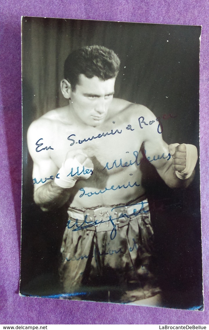 PHOTO BOXE DEDICACEE : Francis Magnetto. Professionnel - Mi-lourd - Années 50 - Autres & Non Classés