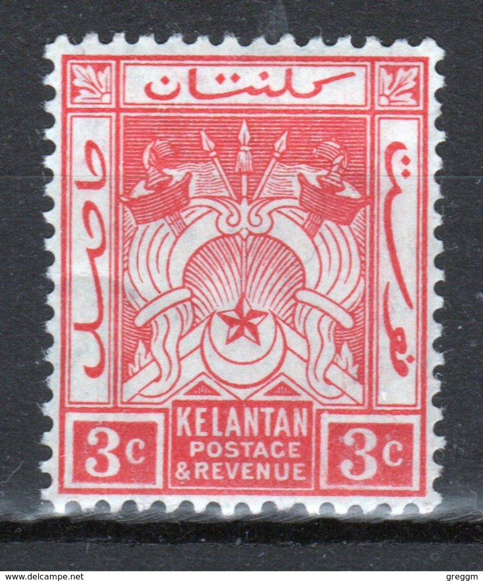 Malaya Kelantan 1911 Three Cent Red Mounted Mint Stamp. - Kelantan