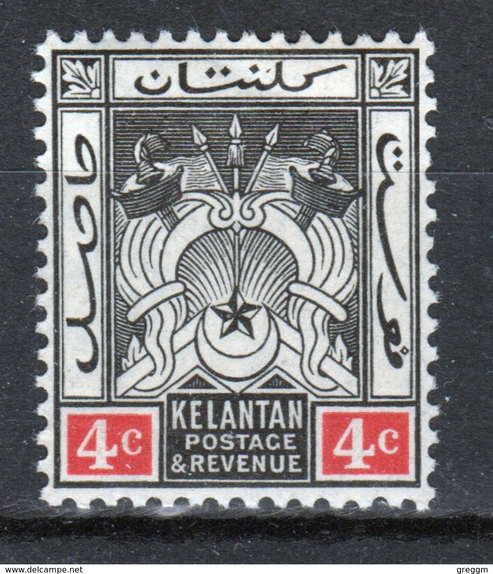 Malaya Kelantan 1911 Four Cent Black And Red Mounted Mint Stamp. - Kelantan