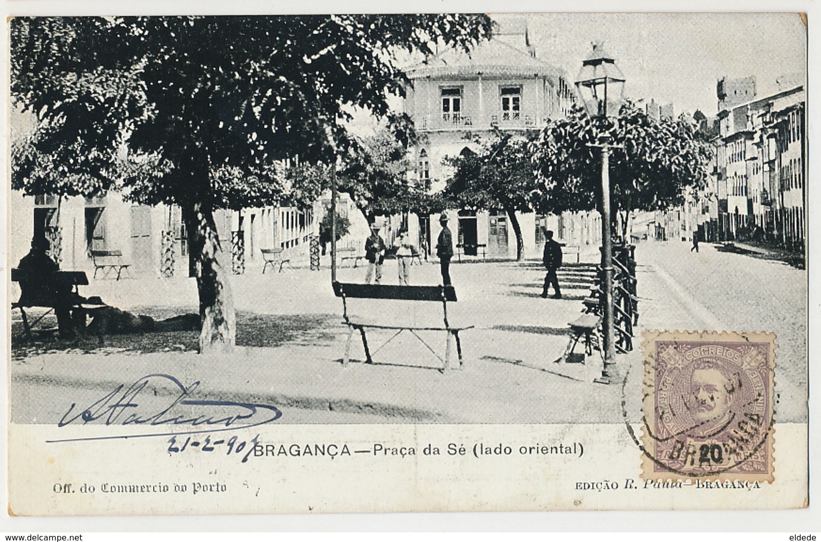 Bragança Ptaça Da Sé Lado Oriental  Ediçao R. Paula  Commercio Do Porto Timbrée Vers Auch - Bragança