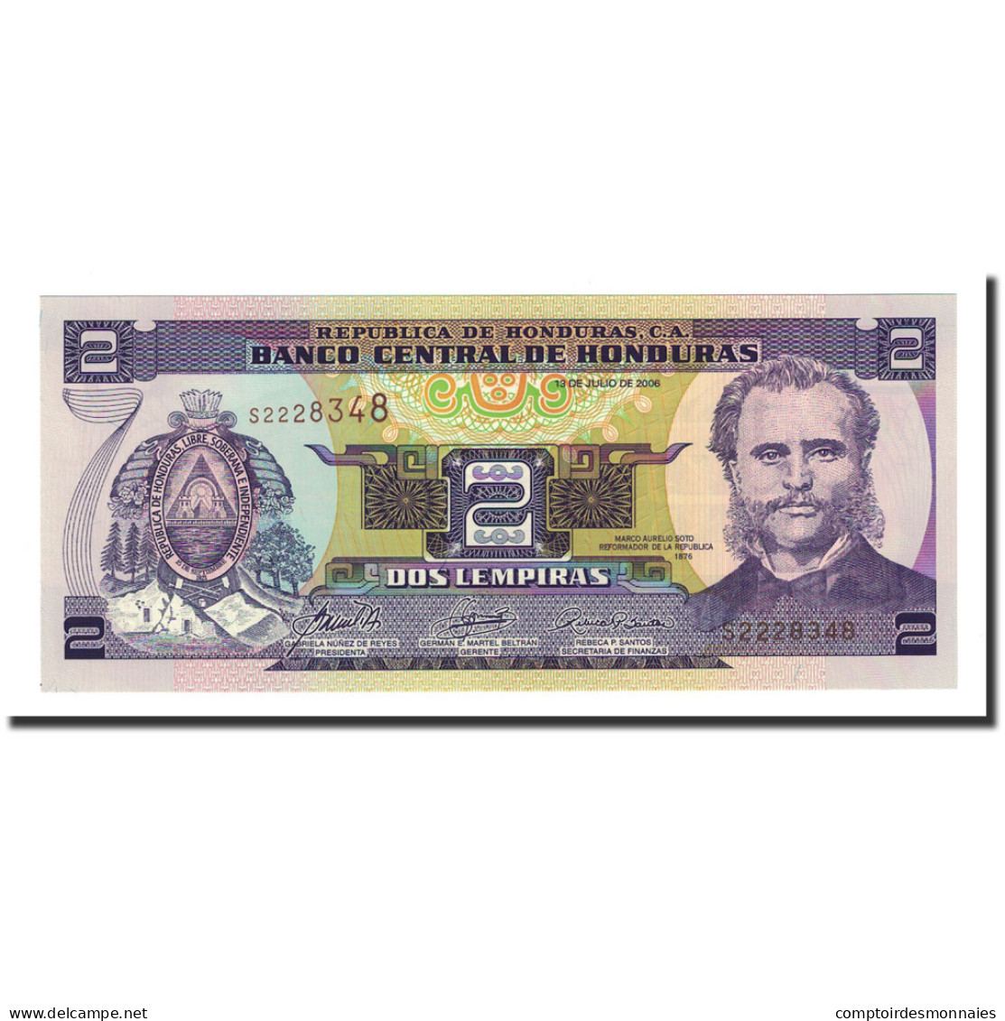 Billet, Honduras, 2 Lempiras, 2006-07-13, KM:90, NEUF - Honduras