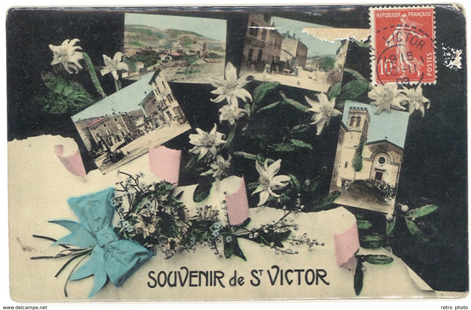 Cpa Souvenir De St Victor ( Ardèche, Multivues ) - Autres & Non Classés