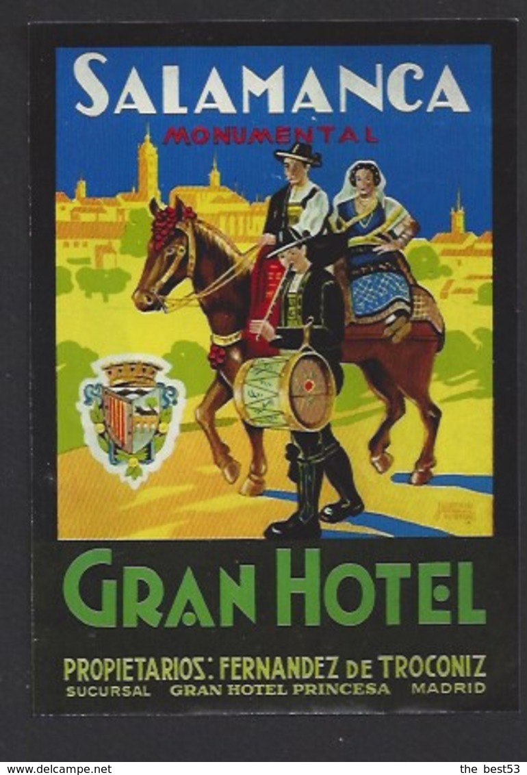 étiquette Valise  -  Grand  Hôtel à  Salamanca (Salamanque)    Espagne - Adesivi Di Alberghi