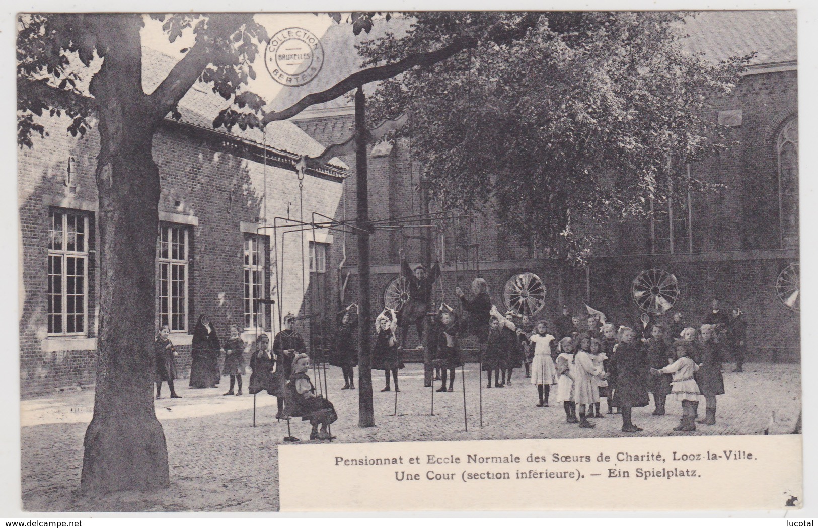 Borgloon - Looz La Ville - Pensionaat En Normaalschool - Speelplaats - Geanimeerd - 1911 - Uitg. Bertels - Borgloon