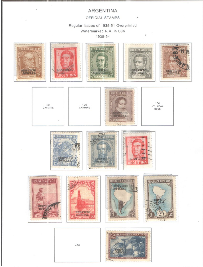 Argentina Official 1938/54 Ovpr. 1935/51 Scott. 37/41+44+45/52+53 Used See Scan On Scott.Page - Dienstzegels