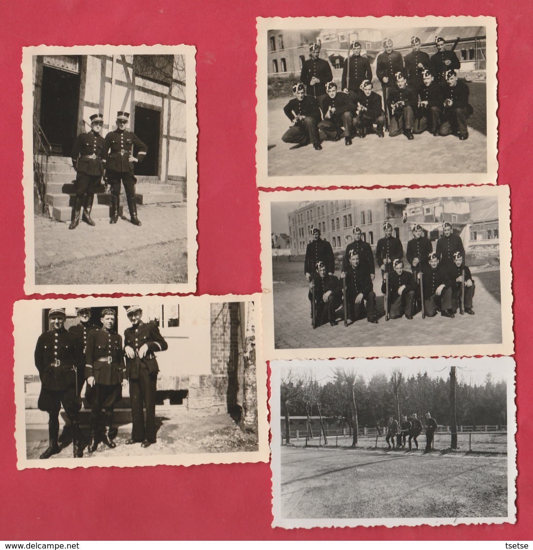 Groupe De Gendarmes En Uniforme - 5 Photos - 1946 - Police - Gendarmerie
