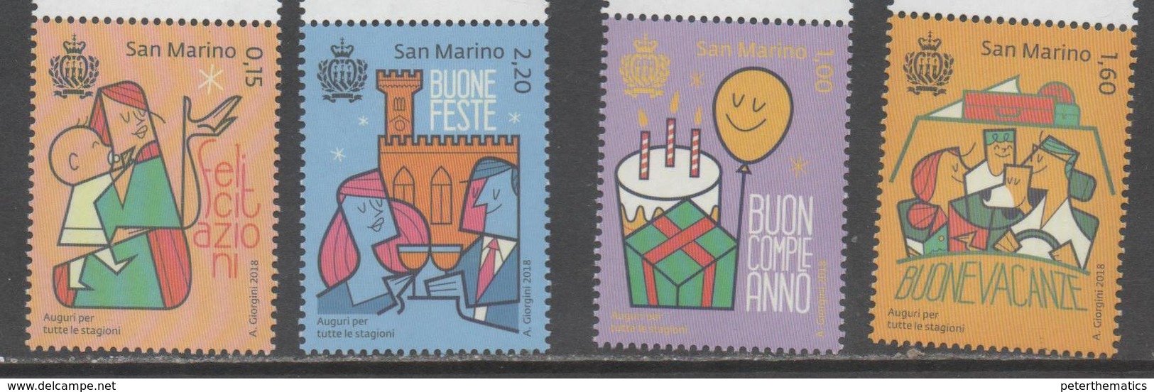 SAN MARINO, 2018, MNH, CELEBRATIONS, WISHES, BIRTHDAYS, HOLIDAYS,4v - Other & Unclassified