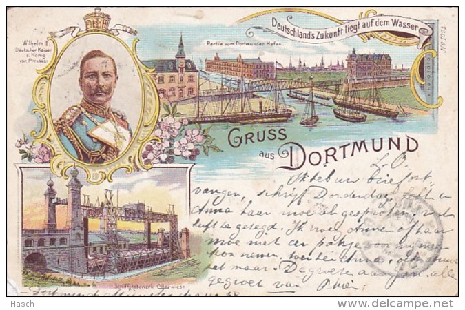 279155Gruss Aus Dortmund (Briefmarke Der Post 1900)(Sehen Ecken) - Dortmund