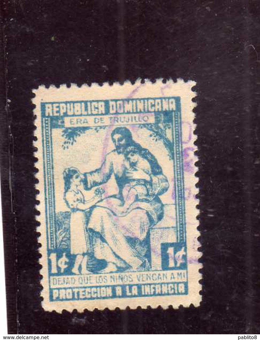 DOMINICAN DOMINACAINE DOMINICANA REPUBBLICA 1950 INFANCIA INFANZIA ENFANCE CHILDHOOD CENT. 1c USATO USED OBLITERE' - Repubblica Domenicana