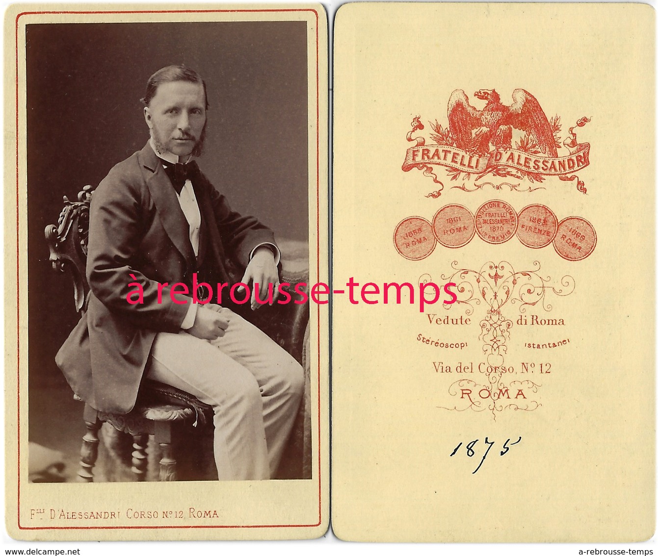 CDV En 1875-noblesse-mode-homme élégant-photo Fratelli D'Alessandri-Rome - Oud (voor 1900)