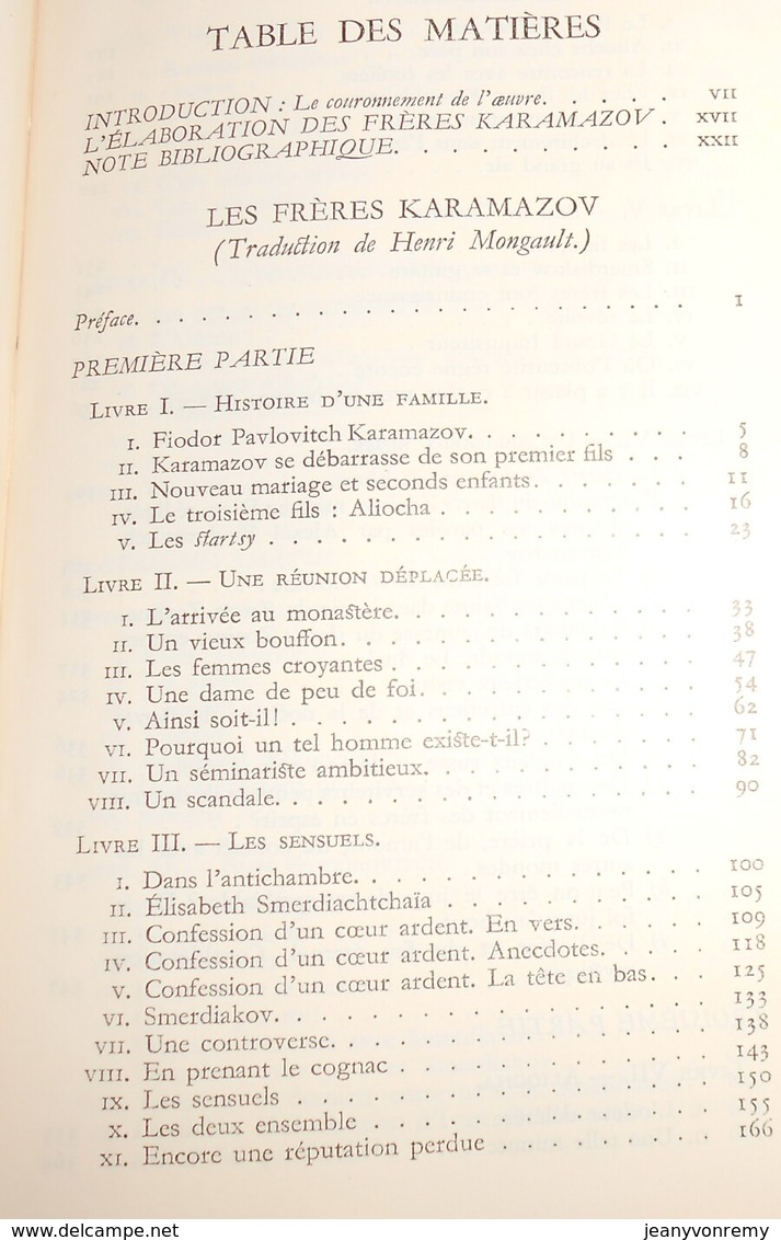 Dostoïevski. Les Frères Karamazov. Les Carnets Des Frères Karamazov. Niétotchka Niezvanov. 1952. - La Pleiade