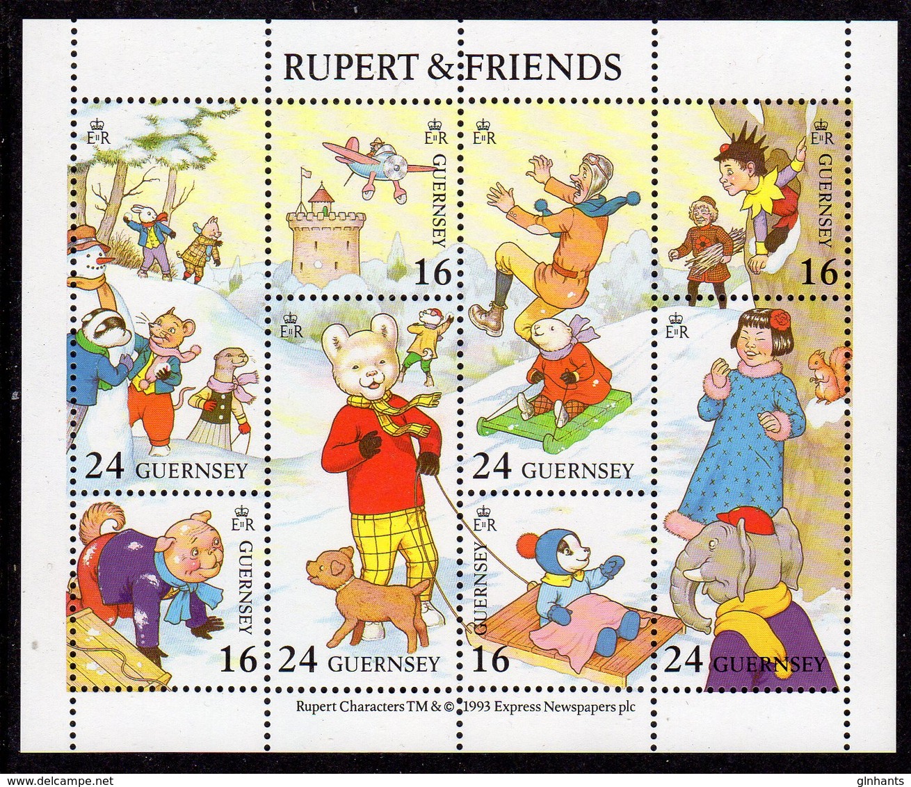 GUERNSEY - 1993 RUPERT BEAR SHEETLET (8V) SG MS606 FINE MNH ** - Fairy Tales, Popular Stories & Legends