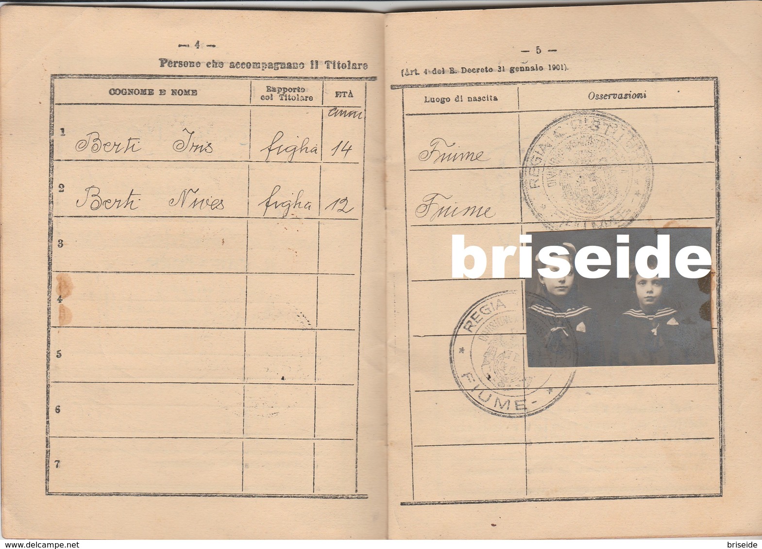 PASSAPORTO REGNO D'ITALIA RILASCIATO A FIUME ( RIJEKA REKA ) NEL 1924 - Ohne Zuordnung