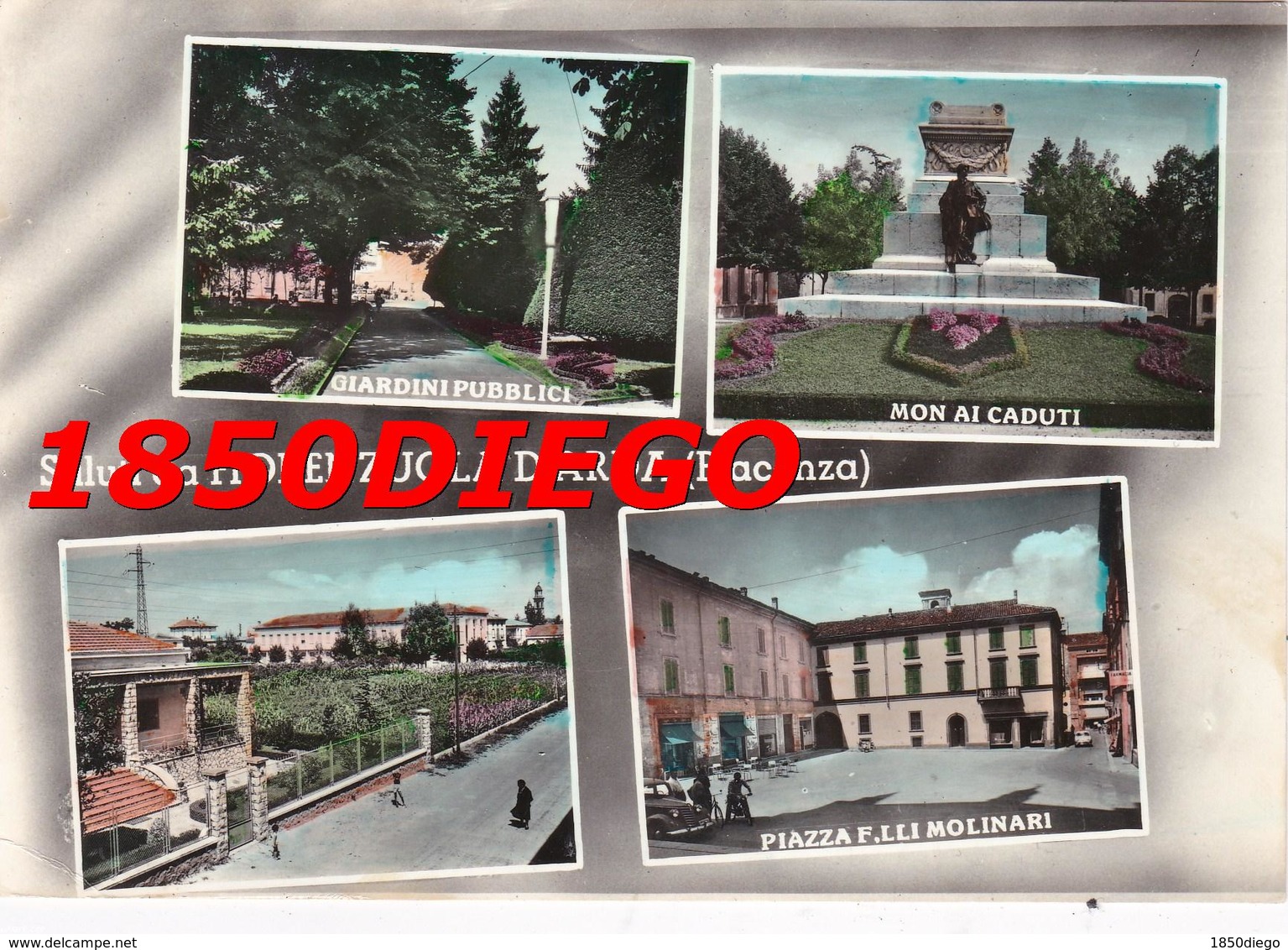 SALUTI DA FIORENZUOLA D' ARDA MULTIVEDUTE F/GRANDE VIAGGIATA 1960 ANIMAZIONE - Piacenza