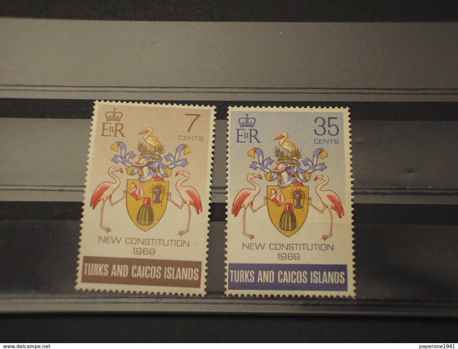 TURKS CAICOS - 1970 COSTITUZIONE/UCCELLI 2 VALORI - NUOVI(++) - Turks And Caicos