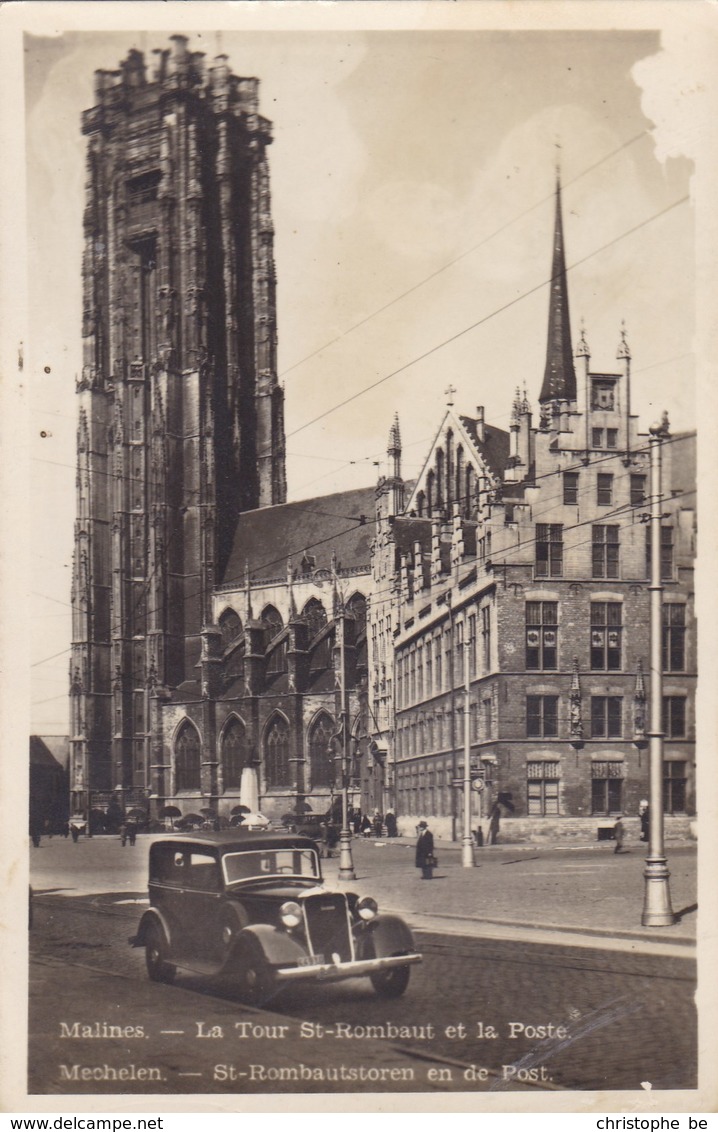 Mechelen, Malines, St Romboutstoren En De Post, Oldtimer (pk45718) - Malines