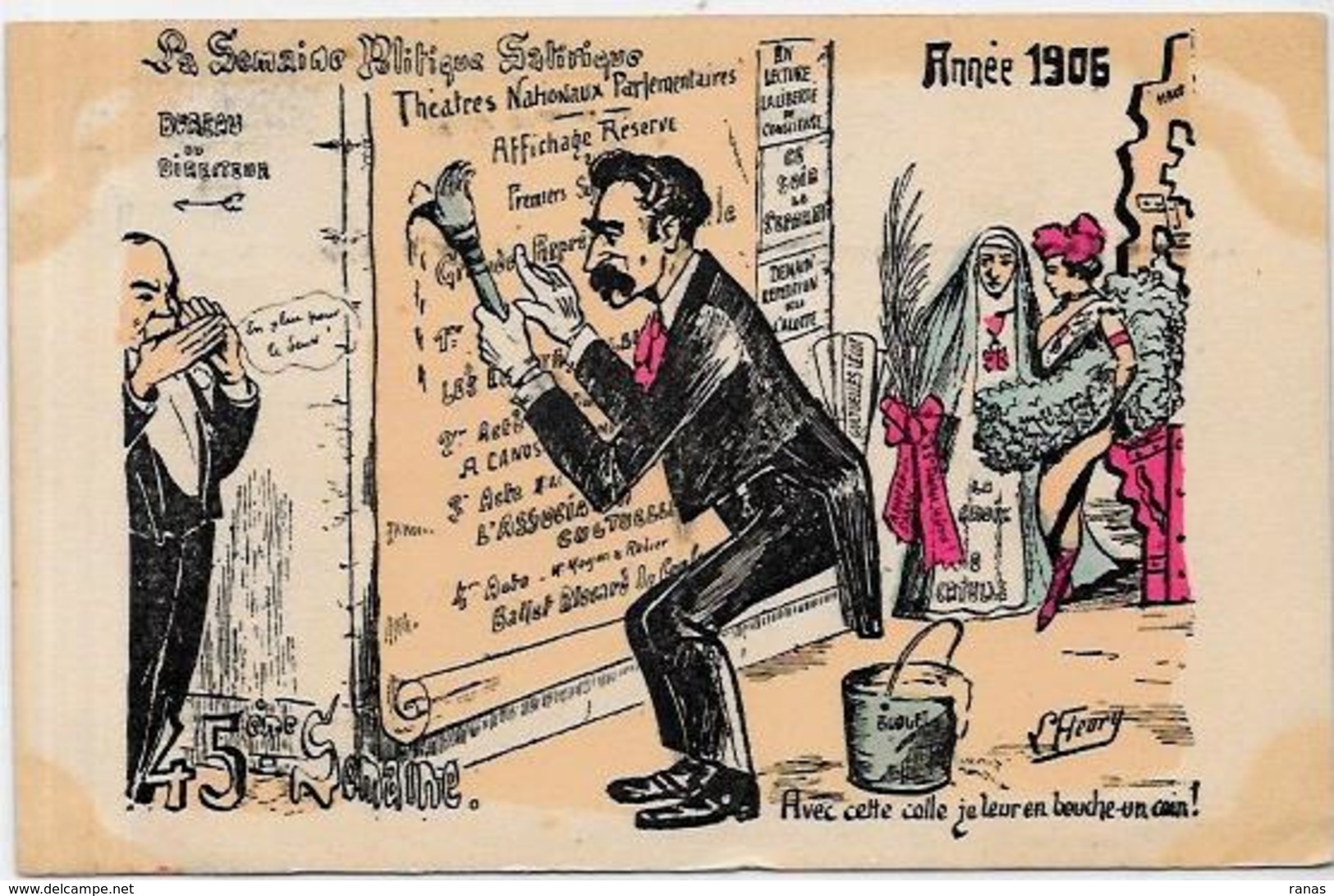 CPA FLEURY La Semaine Politique Satirique 1906 Circulé Clemenceau Briand - Philosophie & Pensées