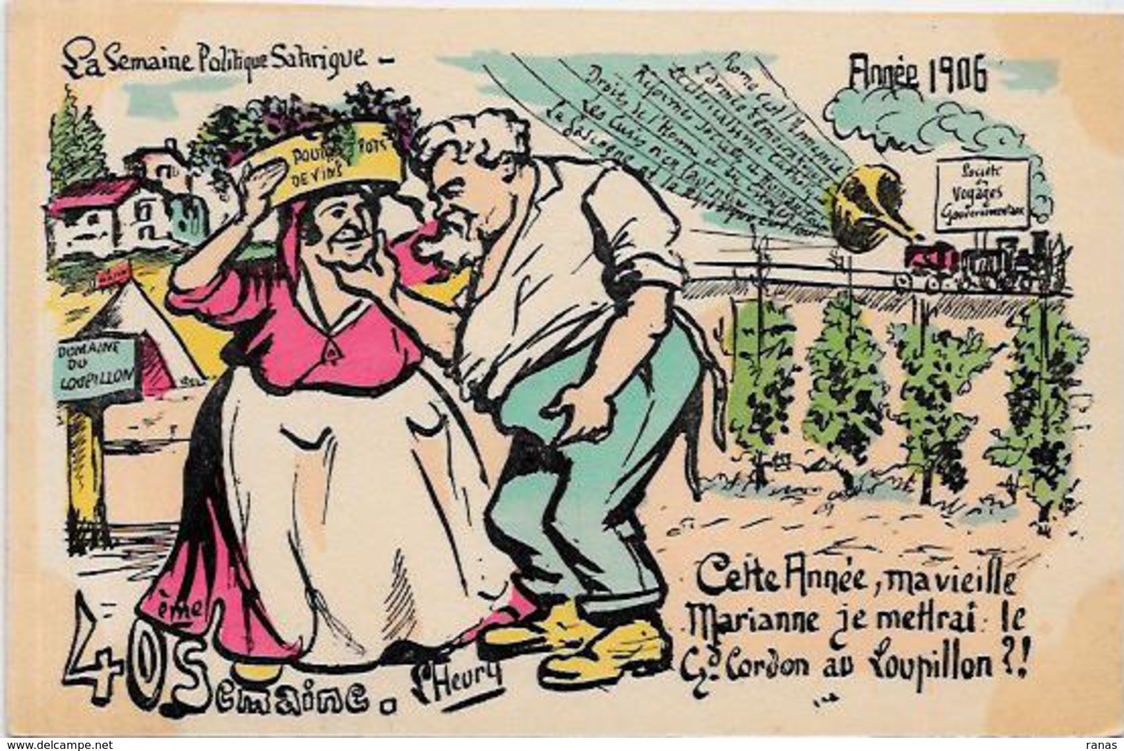 CPA FLEURY La Semaine Politique Satirique 1906 écrite Marianne Maçonnique Fallières Loupillon - Philosophie & Pensées