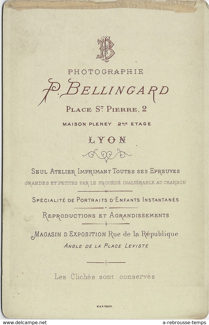 Très Beau Cliché Au Charbon-grand CDV-(CAB) Homme Coupl 1-photo Bellingard Lyon-excellent état - Anciennes (Av. 1900)