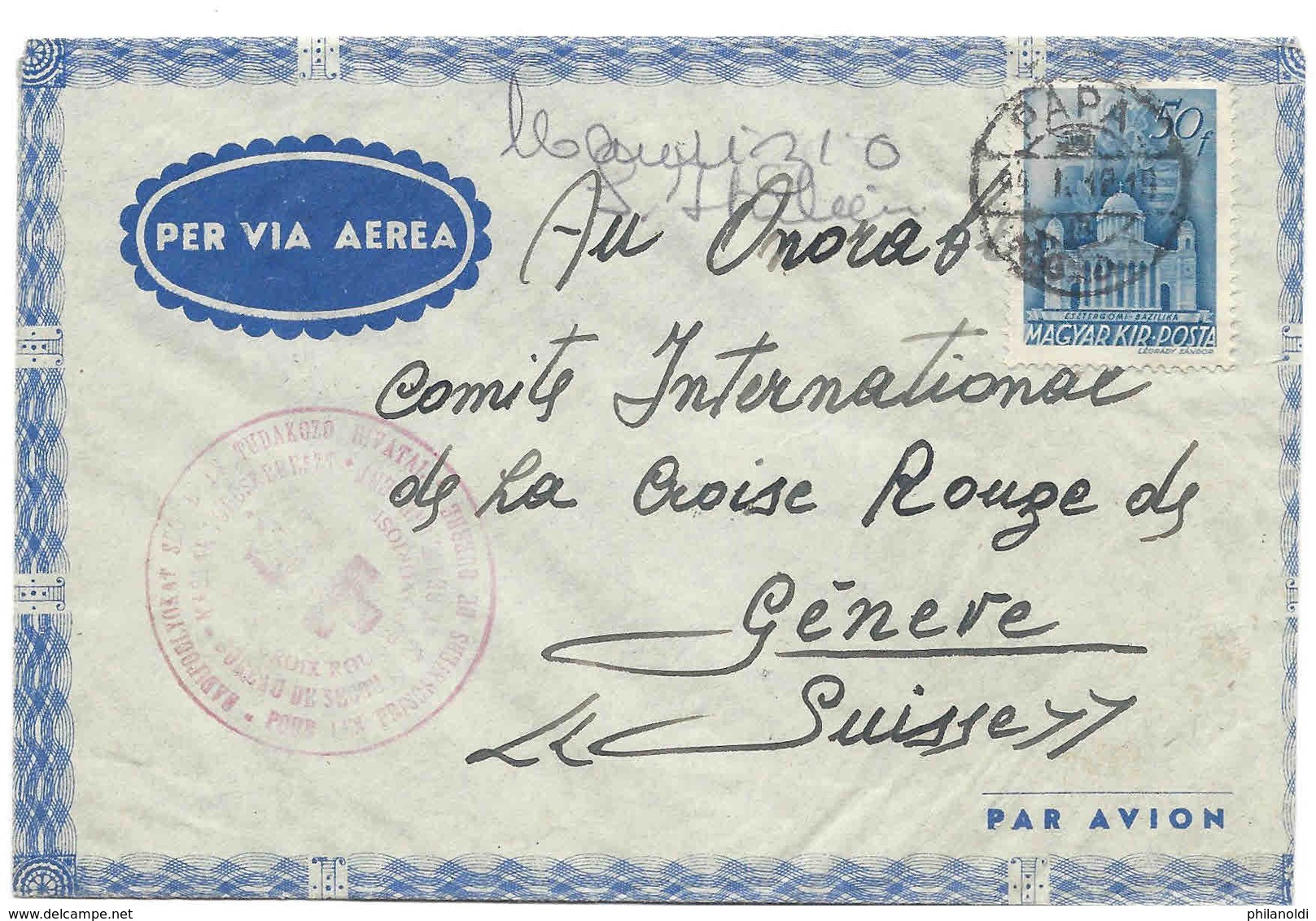 HONGRIE - SUISSE, 1942 Camp Internés Italiens OLASZ TABOR, PAPA DAKA, Internati Italiani, Censure Hongroise, Croix-rouge - Lettres & Documents