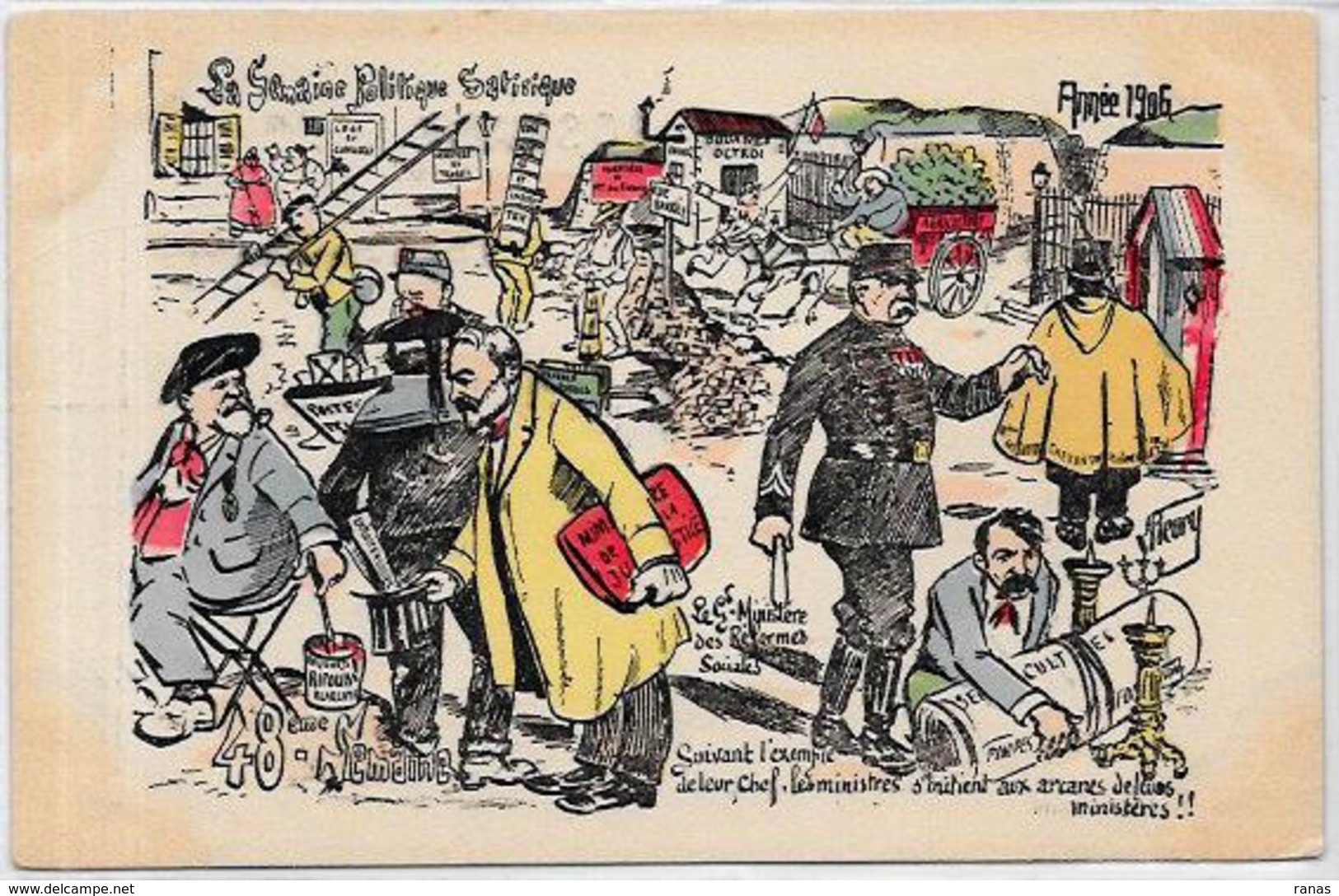 CPA FLEURY La Semaine Politique Satirique 1906 Non Circulé Clemenceau Briand Séparation - Filosofia & Pensatori