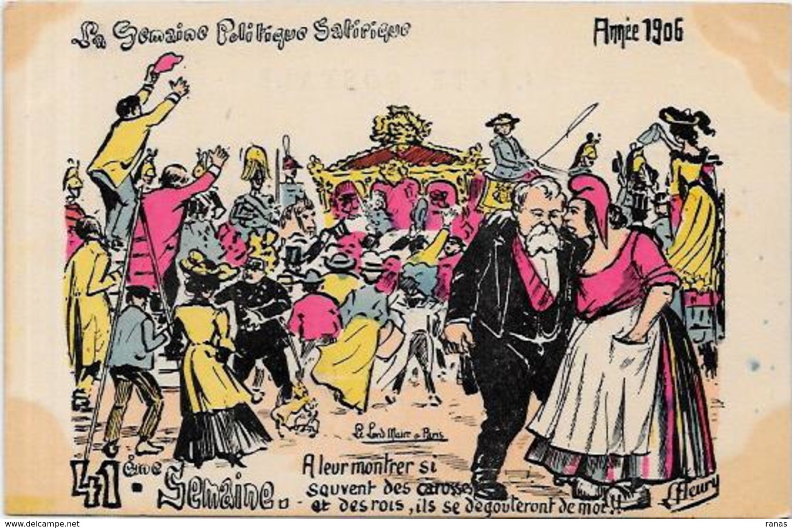 CPA FLEURY La Semaine Politique Satirique 1906 Non Circulé Marianne Fallières - Philosophy