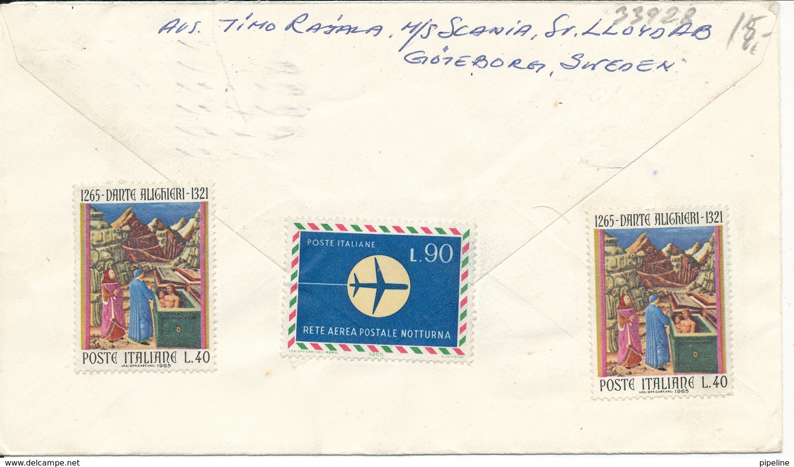 Vatican FDC Christmas Stamps 25-11-1965 Sent To Sweden With Italian Stamps On The Backside Of The Cover - FDC