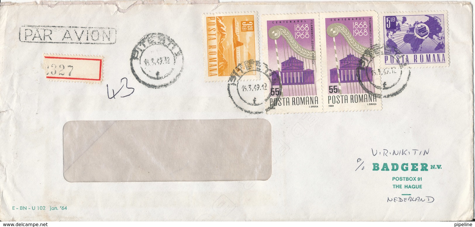 Romania Registered Cover 19-3-1969 Sent To Netherlands (tears On The Cover) - Covers & Documents