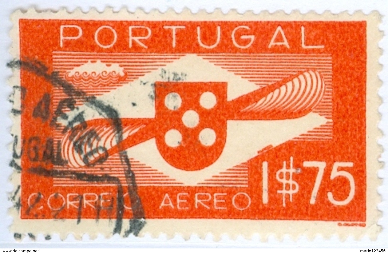 PORTOGALLO, PORTUGAL, POSTA AEREA, AIRMAIL, ELICA, 1936, FRANCOBOLLI USATI, 1,75 E.  YT PA2   Scott C2 - Usati