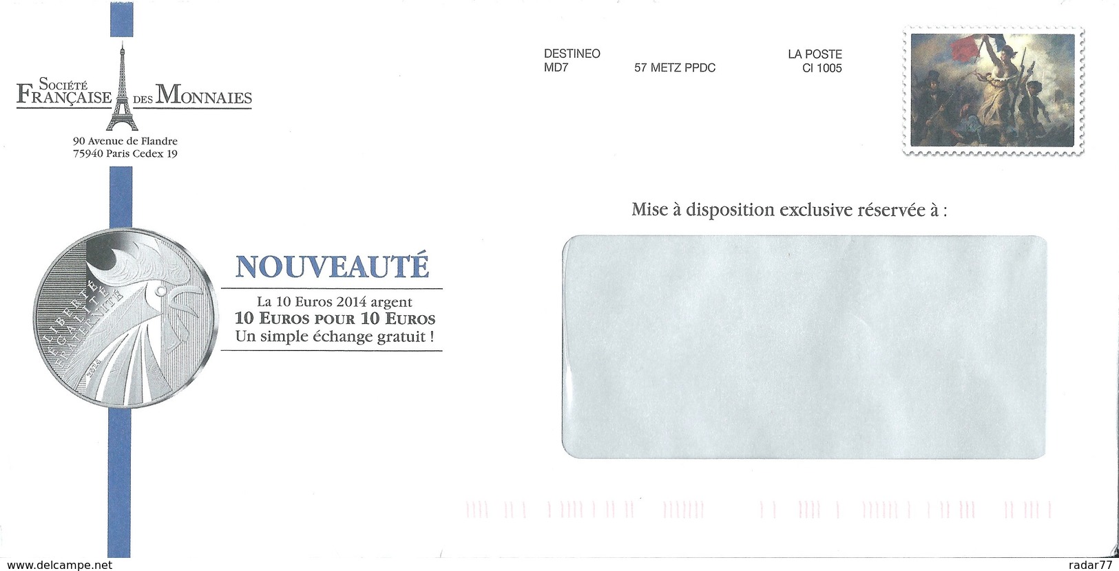 Destineo MD7 Avec Simili-timbre "Liberté Guidant Le Peuple" De Delacroix - Enteros Privados