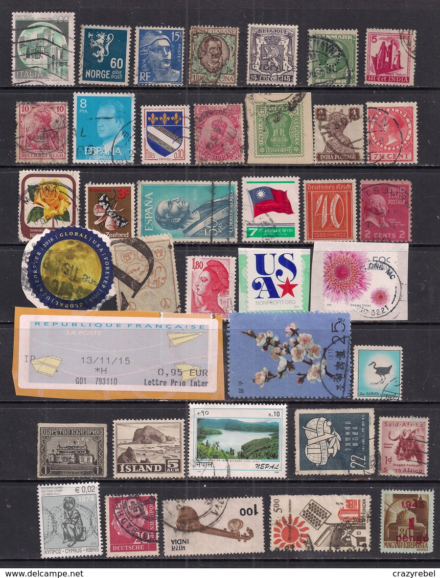 World Mixed Selection Of 38 Mixed Used Stamps Some Are On Paper ( E1337 ) - Collections (without Album)