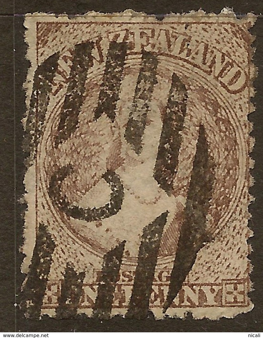 NZ 1871 1d Brown FFQ P12.5 SG 132a U #AKK31 - Used Stamps