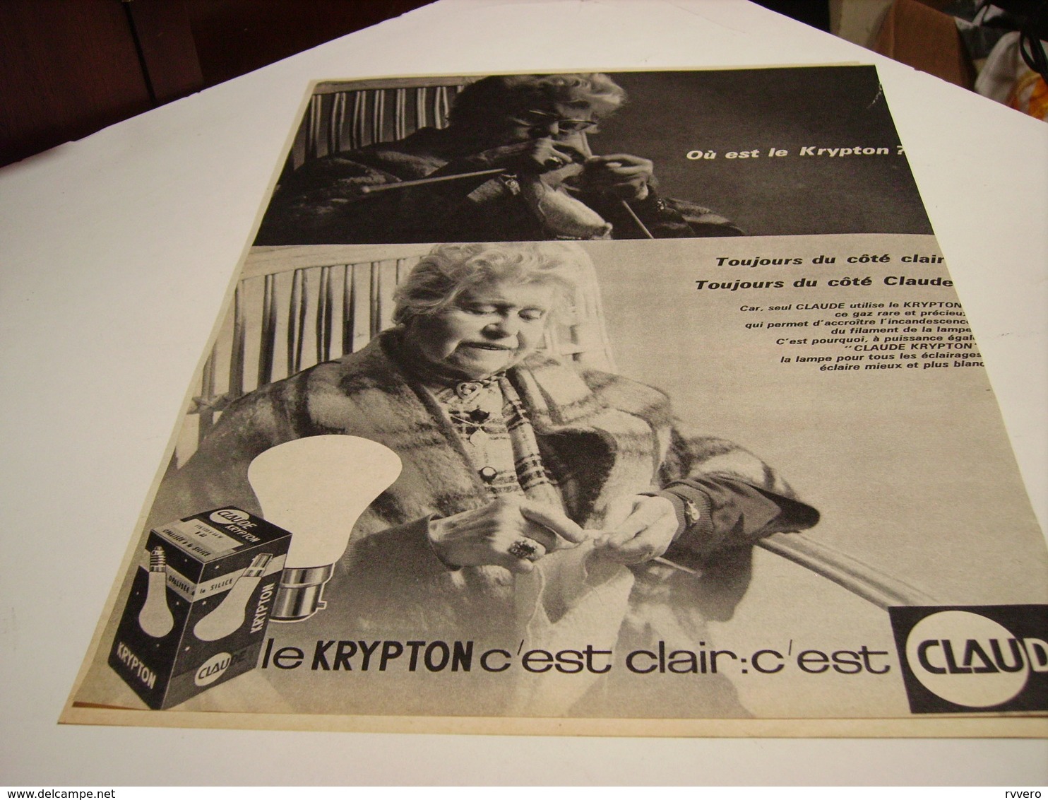 ANCIENNE PUBLICITE LE KRIPTON C EST CLAIR  LAMPE   CLAUDE 1964 - Autres & Non Classés