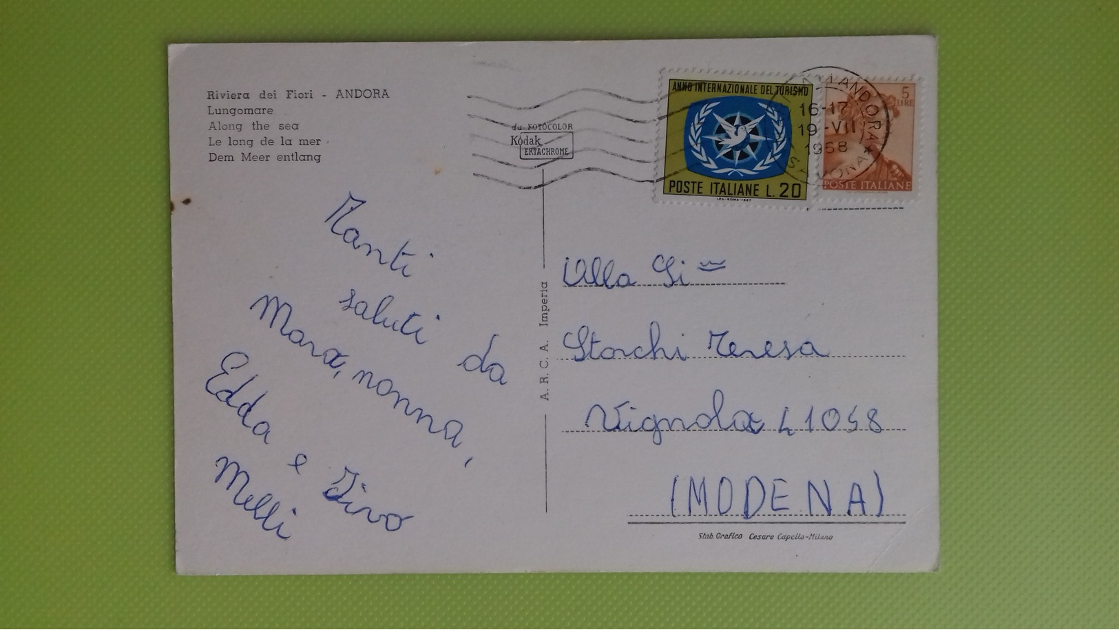 Cartolina ANDORA - SV - Viaggiata - Postcard - Lungomare E Via Aurelia - Savona