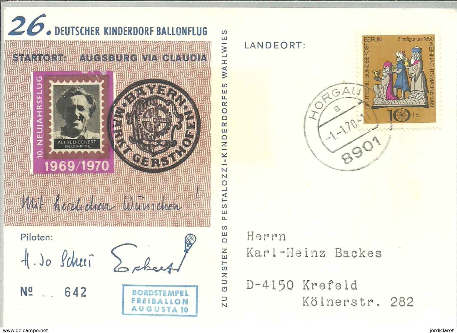 POSTMARKET   1969  ALEMANIA - Montgolfier