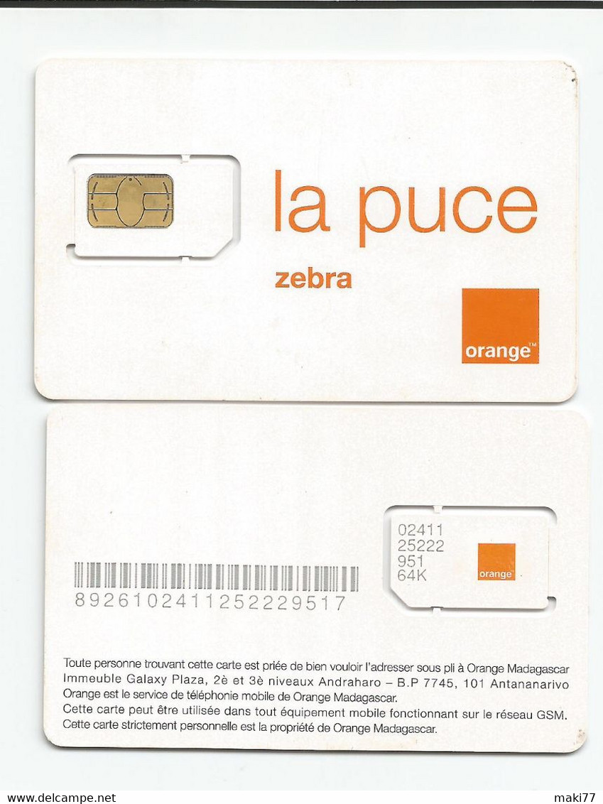 Madagascar Malagasy Carte SIM NEUVE ORANGE ZEBRA   Variété De Puce /  NEW SIM Card ORANGE ZEBRA  MADAGASCAR - Madagascar