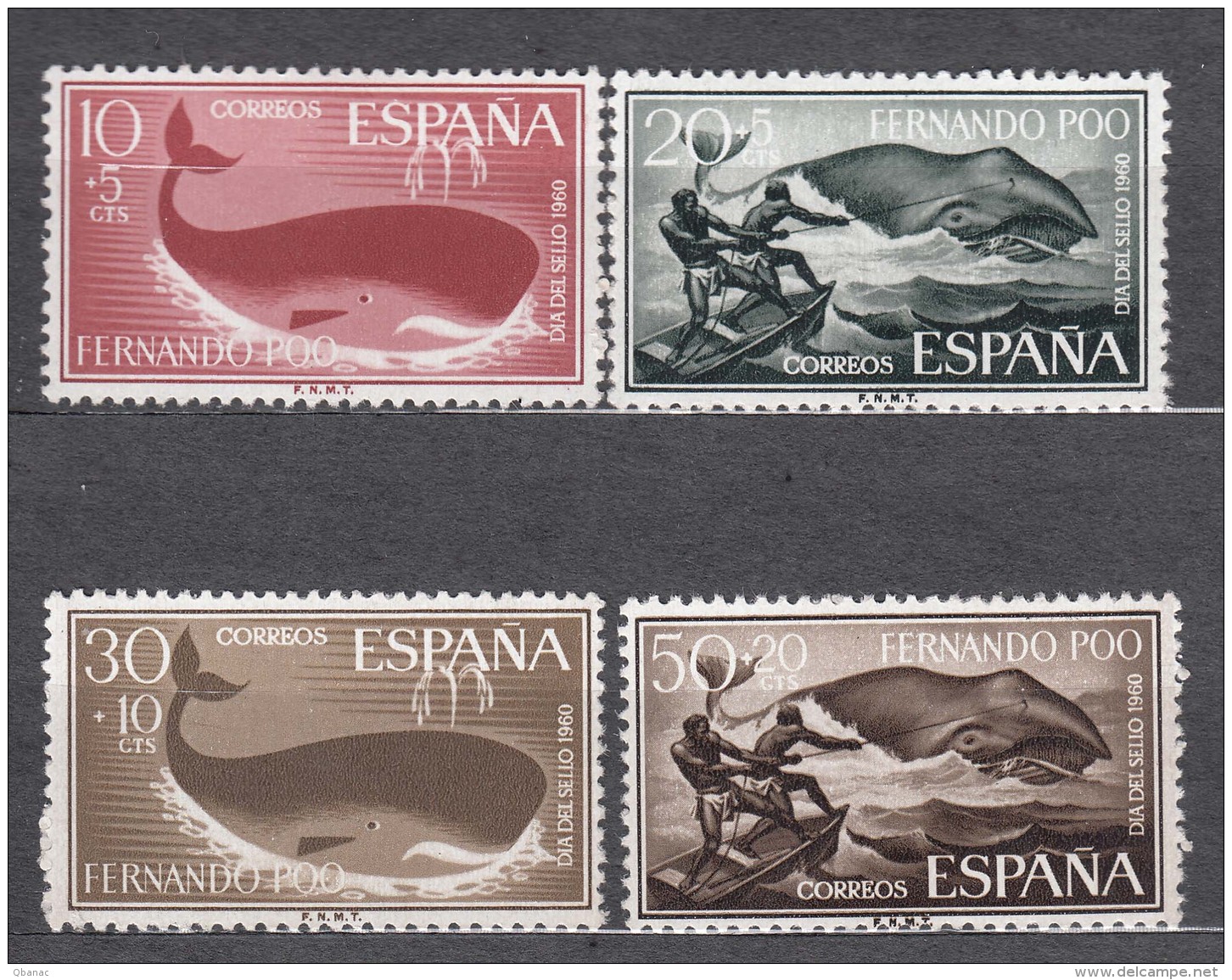 Fernando Po Whales 1960 Mi#188-191 Mint Never Hinged - Fernando Po