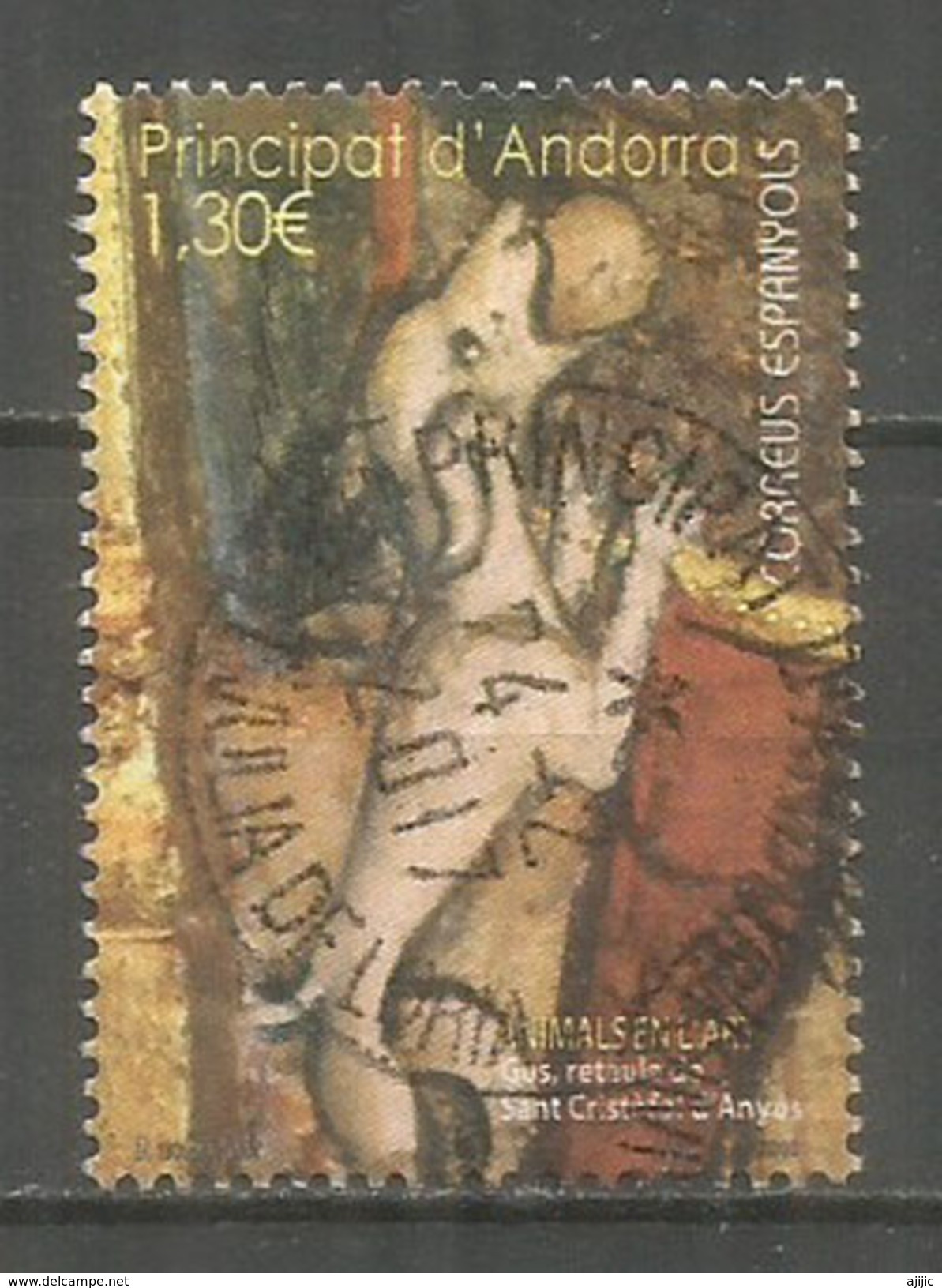 Animaux Dans L'Art. Le Chien De Saint Christophe D'Anyos, Un Timbre Nouveau Oblitéré, 1 ère Qualité, (haute Faciale) - Used Stamps