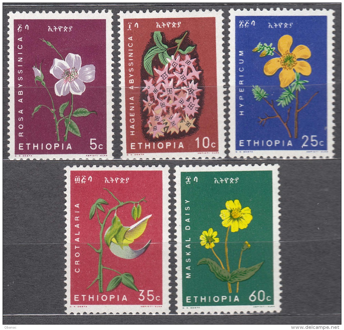 Ethiopia Flowers 1965 Mi#495-499 Mint Never Hinged - Etiopia