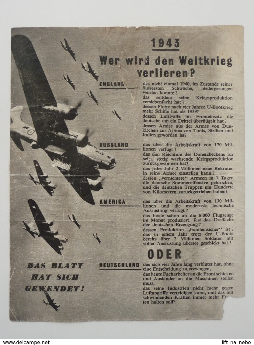 WWII WW2 Tract Flugblatt Propaganda Leaflet In German, PWE G Series/1943, G.87, 1939 Wer Hat Den Blitzkrieg Gewollt? - Non Classés