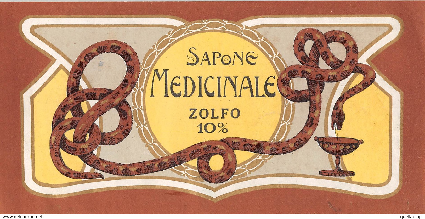 07668 "SAPONE MEDICINALE ZOLFO 10% - 1920 CIRCA" ETICHETTA  ORIGINALE - Etichette