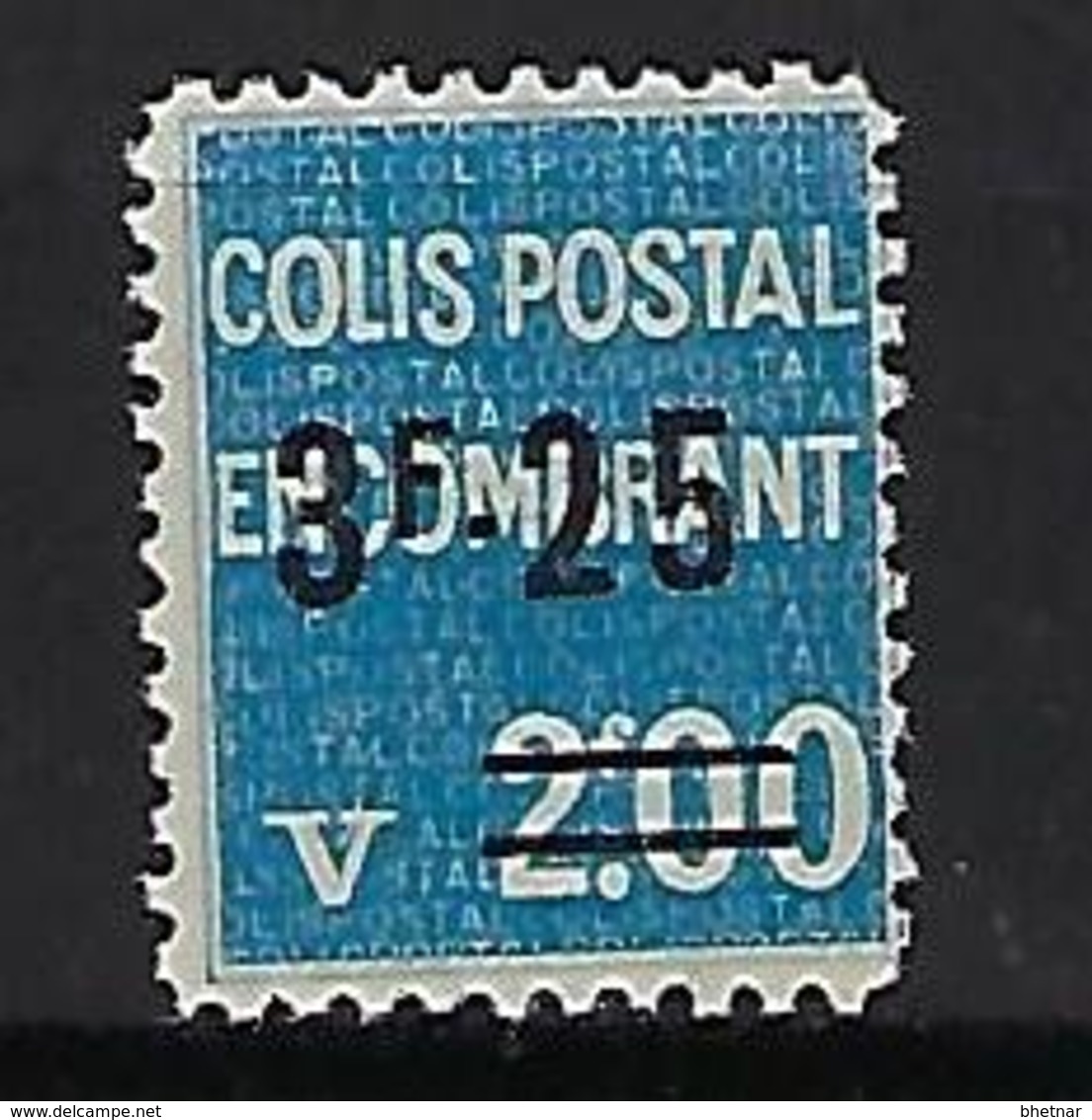 FR Colis Postaux YT 154 " Encombrant 3F25 S. 2F00 Bleu " 1938 Neuf** - Ungebraucht