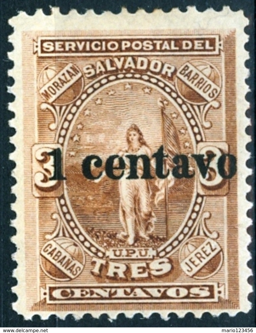 EL SALVADOR, FIGURE ALLEGORICHE, UPU, 1889, FRANCOBOLLI NUOVI (MLH*) YT 17    Scott 25 - El Salvador