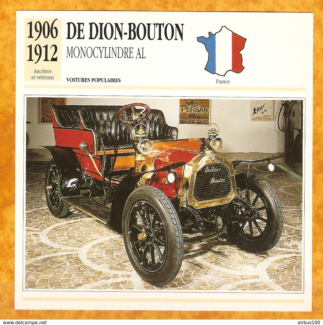 1906 FRANCE VIEILLE VOITURE DE DION BOUTON MONOCYLINDRE AL - FRANCE OLD CAR - FRANCIA VIEJO COCHE - VECCHIA MACCHINA - Coches