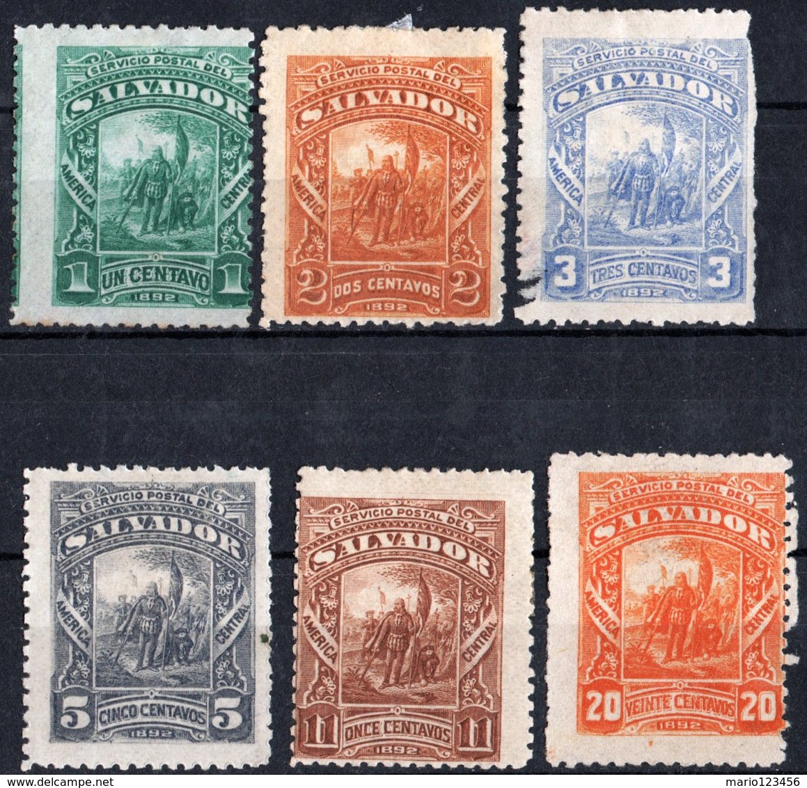 EL SALVADOR, COMMEMORATIVO, COLOMBO, 1892, FRANCOBOLLI NUOVI (MLH*),  YT 49-52,54,55   Scott 60-63,65,66 - El Salvador