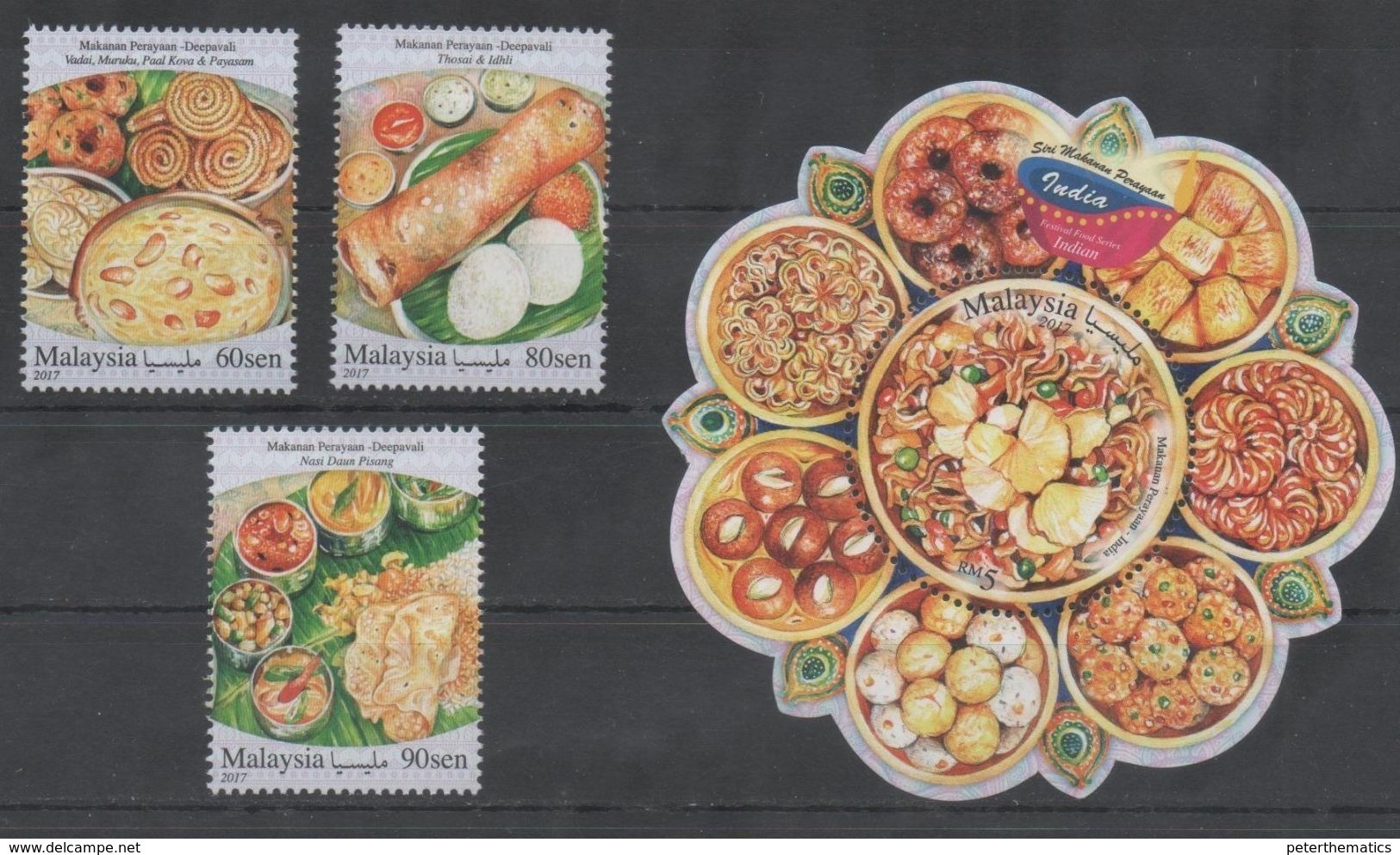 MALAYSIA, 2017, MNH, INDIAN CUISINE, FESTIVAL FOOD, 3v+S/SHEET - Alimentazione