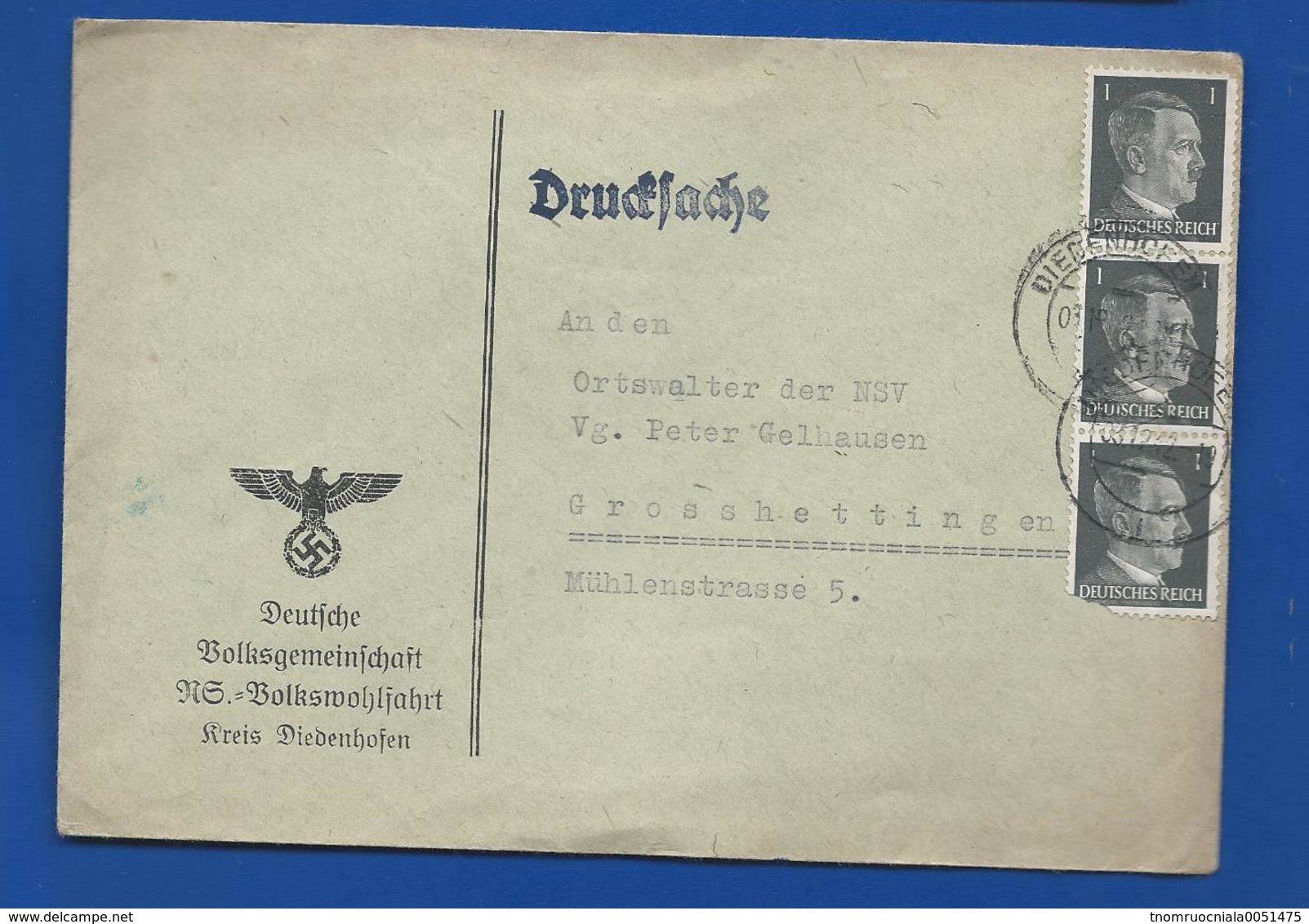 Enveloppe Avec Timbres Adolph Hitler      Oblitération:Diedenhoffen 3-12-1942 - Briefe U. Dokumente