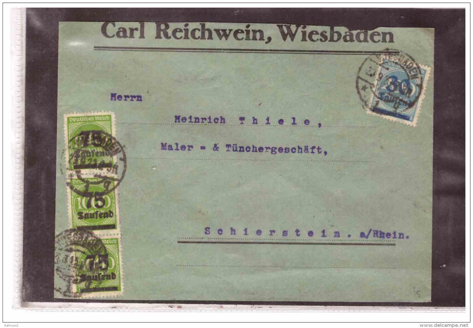DE2019    -   WIESBADEN  23.9.1923    /   COVER FRANKED WITH   INTERESTING POSTAGE - Lettres & Documents