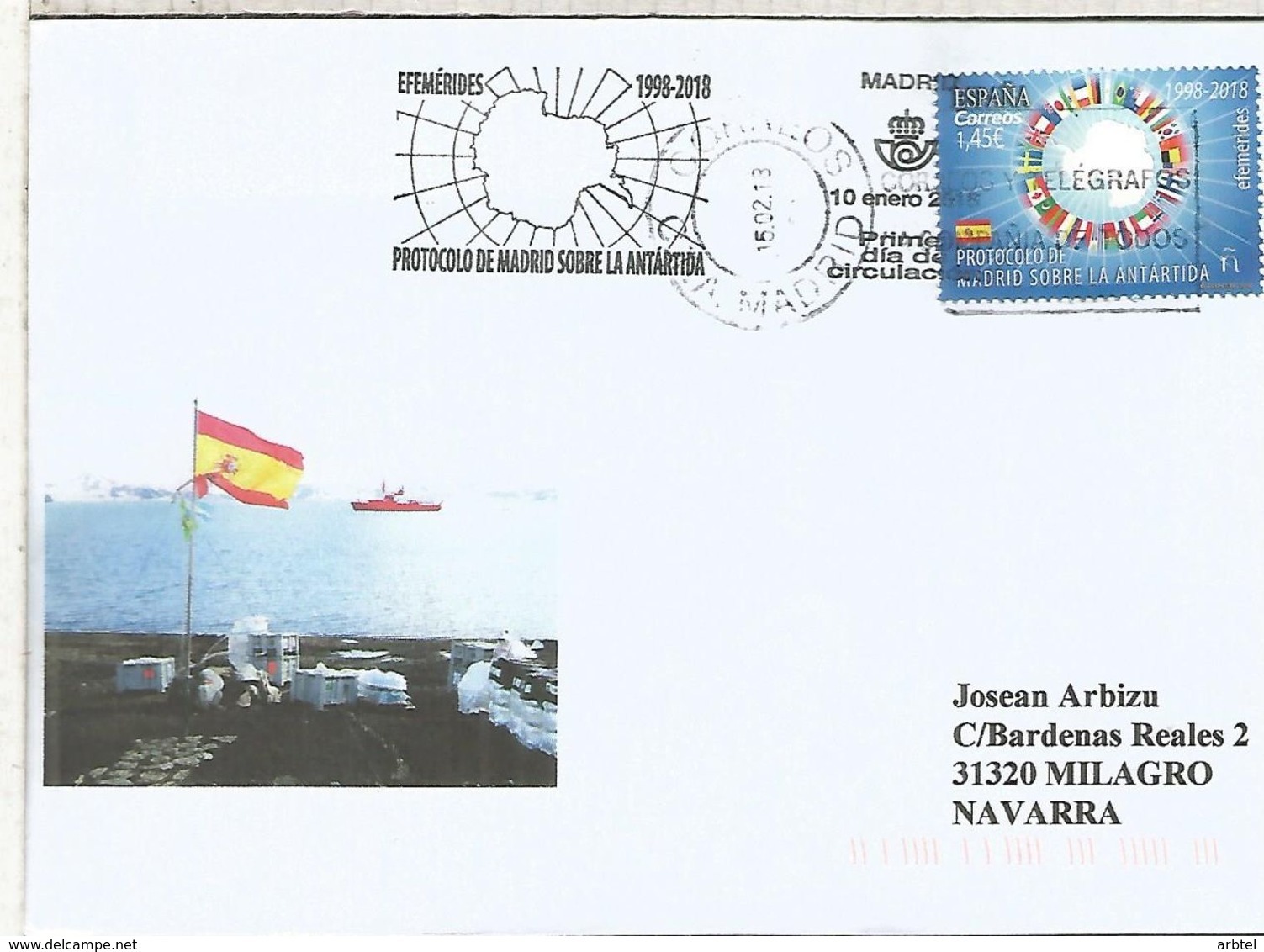 ESPAÑA CC MAT PRIMER DIA FDC PROTOCOLO MADRID ANTARTIDA ANTARCTICA SOUTH POLE - Events & Commemorations