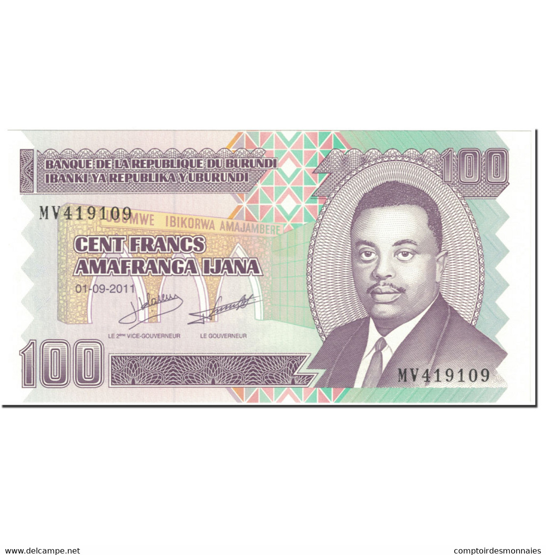 Billet, Burundi, 100 Francs, 2011, 2011-09-01, KM:44b, NEUF - Burundi